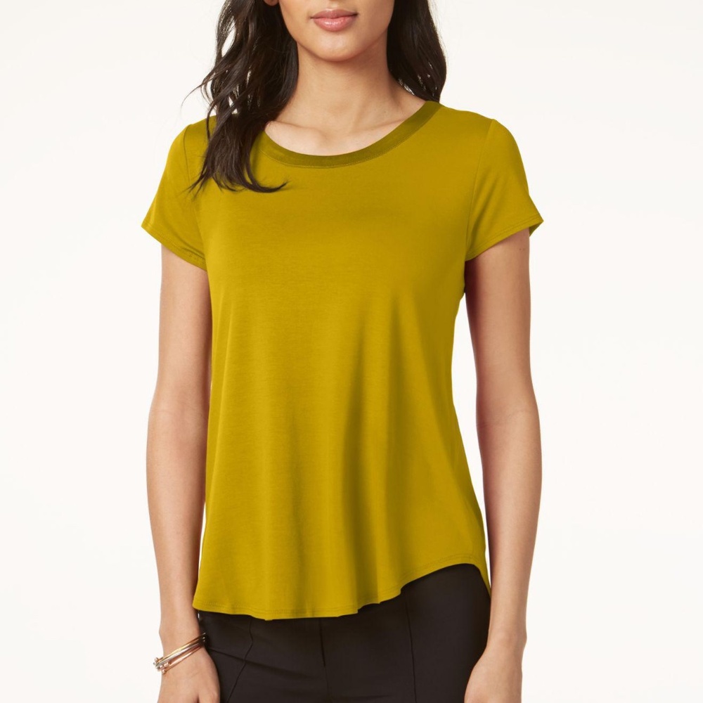 Alfani Women's Satin Trim Gold Sun Shirt